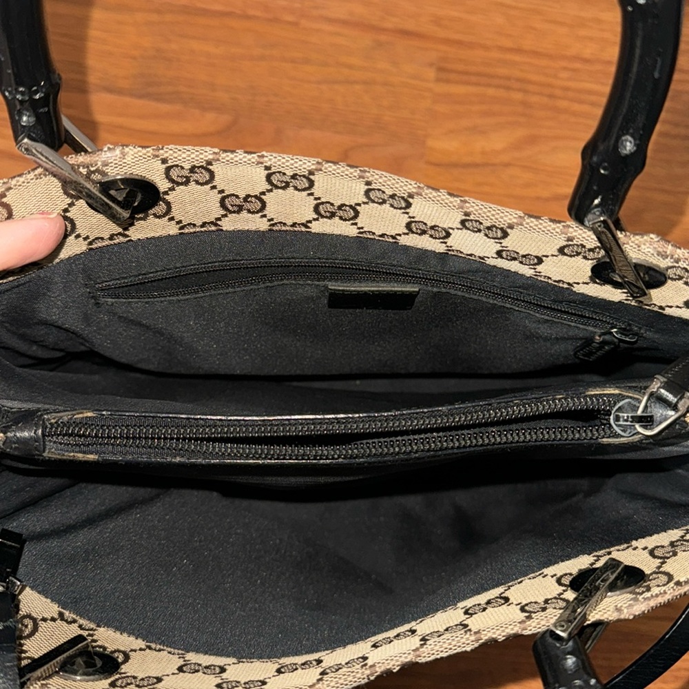 AUTHENTIC GUCCI Vintage GG Canvas Bamboo Tote (Tom Ford Era) 2way rare🎍 - Picture 7 of 13